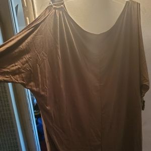 Brown sexy blouse/top with silver round ring on shoulder,Used1X Didn't fit 2 big